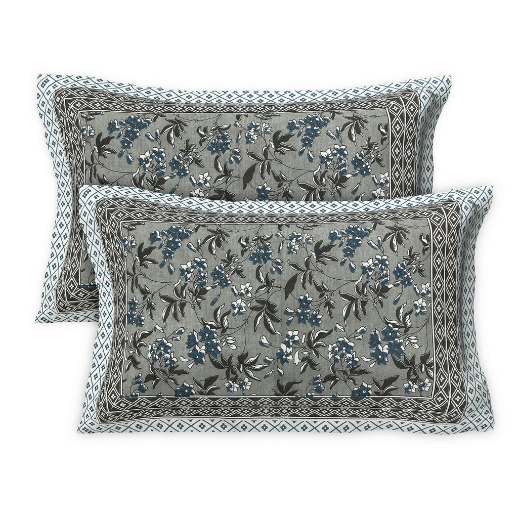 Rudra Bazaar Multicolour 210 TC Cotton Double King Bedsheet With 2 Pillow Covers