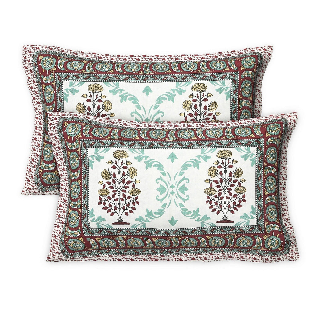 Rudra Bazaar Multicolour 210 TC Cotton Double King Bedsheet With 2 Pillow Covers