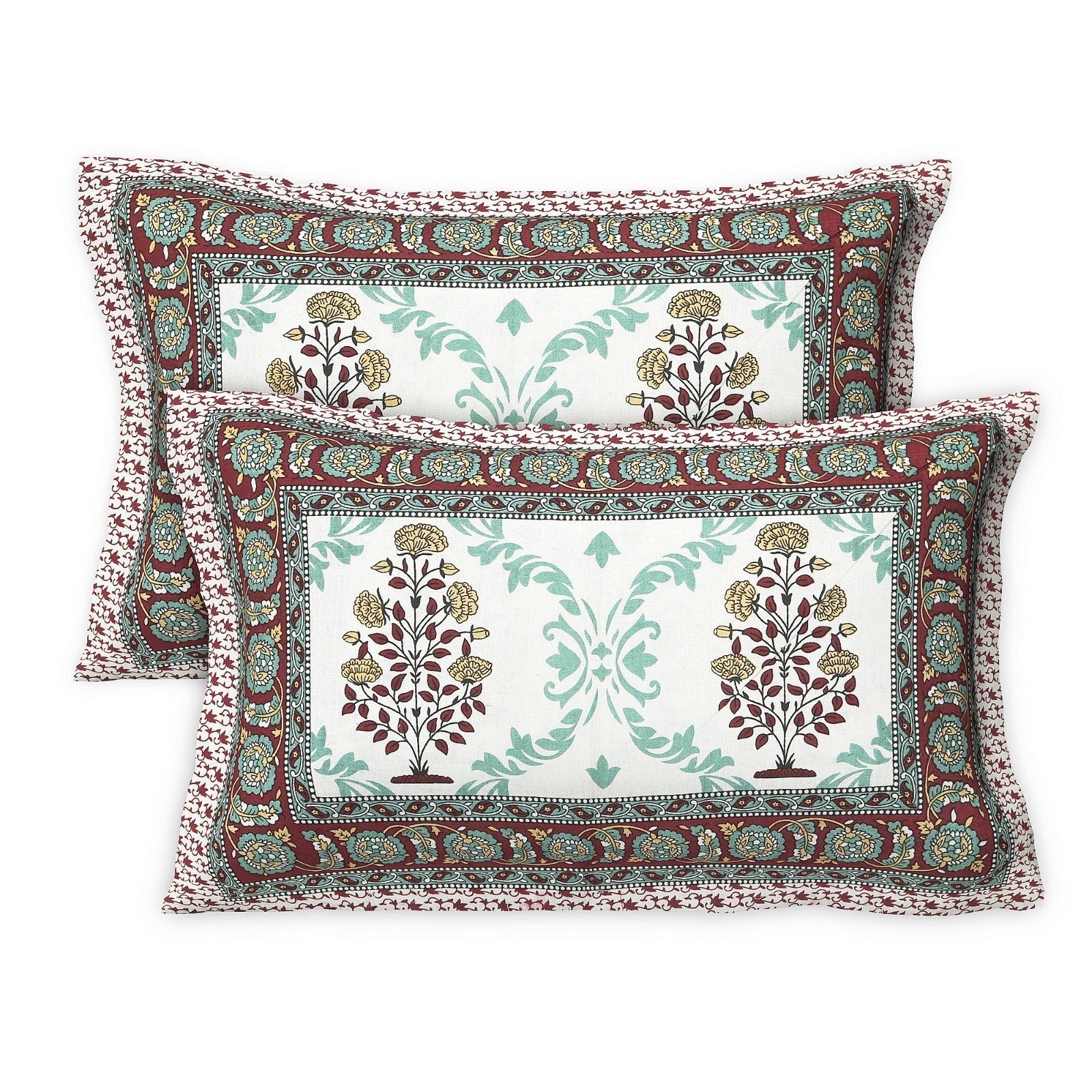 Rudra Bazaar Multicolour 210 TC Cotton Double King Bedsheet With 2 Pillow Covers