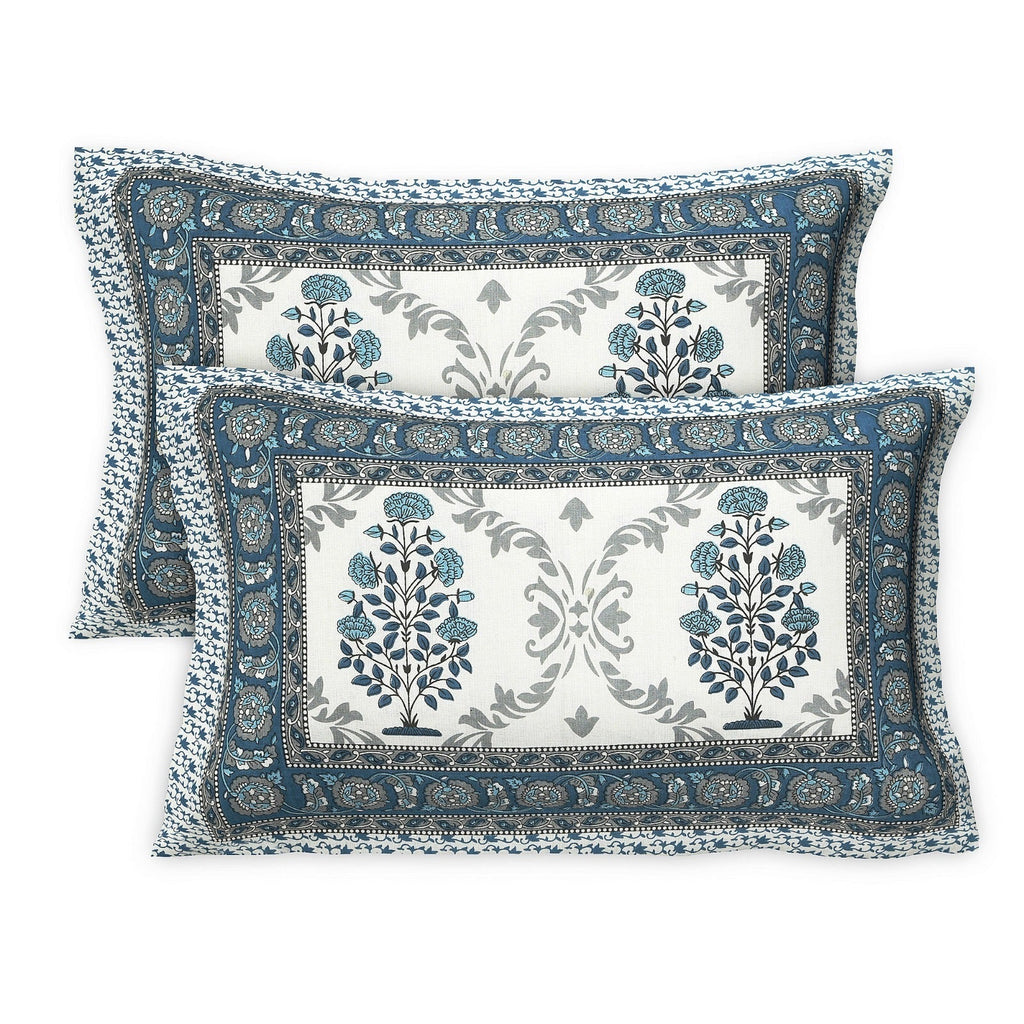 Rudra Bazaar Multicolour 210 TC Cotton Double King Bedsheet With 2 Pillow Covers