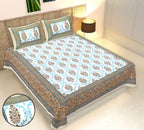 Rudra Bazaar Multicolour 210 TC Cotton Double King Bedsheet With 2 Pillow Covers