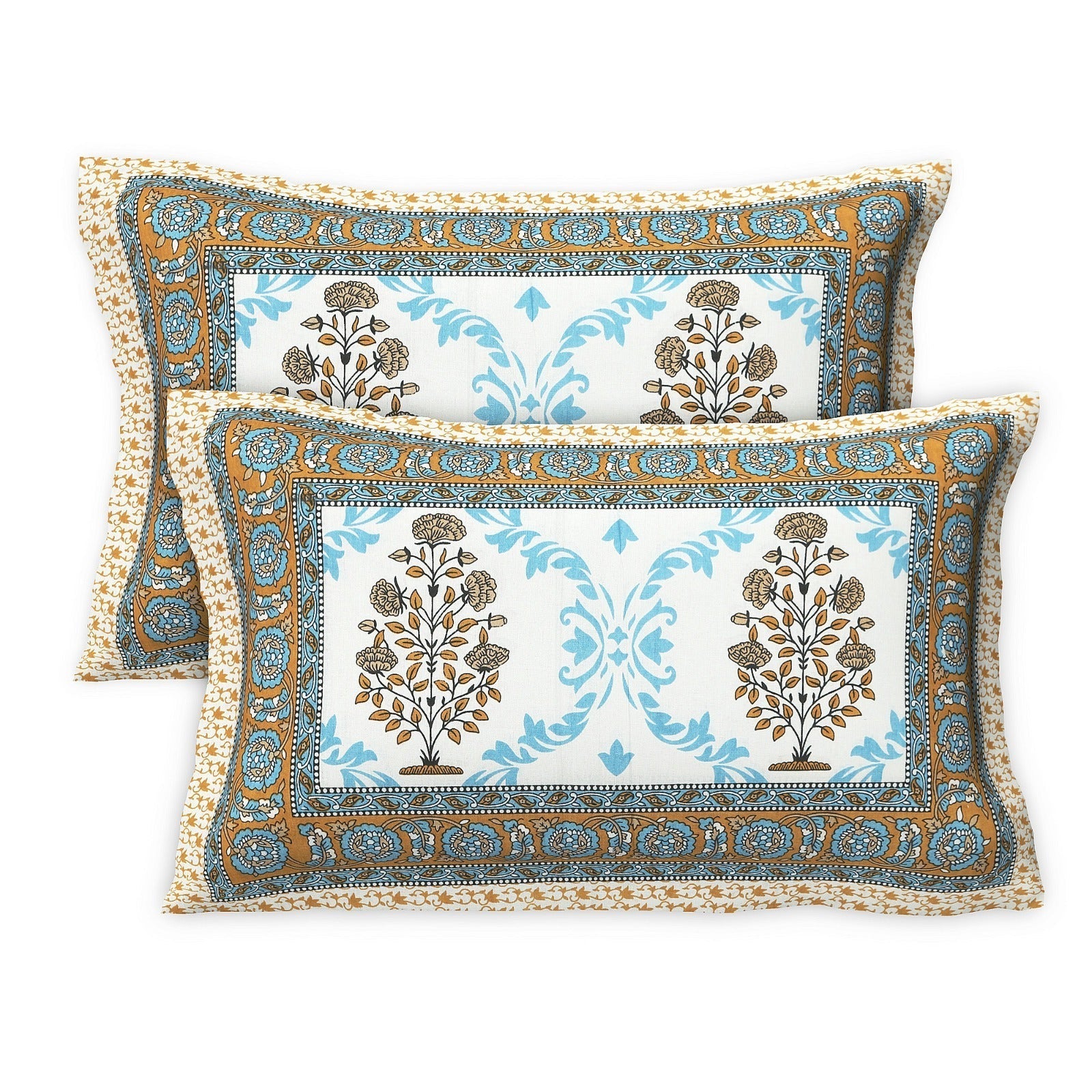 Rudra Bazaar Multicolour 210 TC Cotton Double King Bedsheet With 2 Pillow Covers