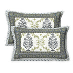 Rudra Bazaar Multicolour 210 TC Cotton Double King Bedsheet With 2 Pillow Covers