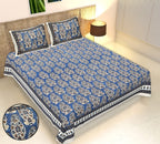 Rudra Bazaar Multicolour 210 TC Cotton Double King Bedsheet With 2 Pillow Covers