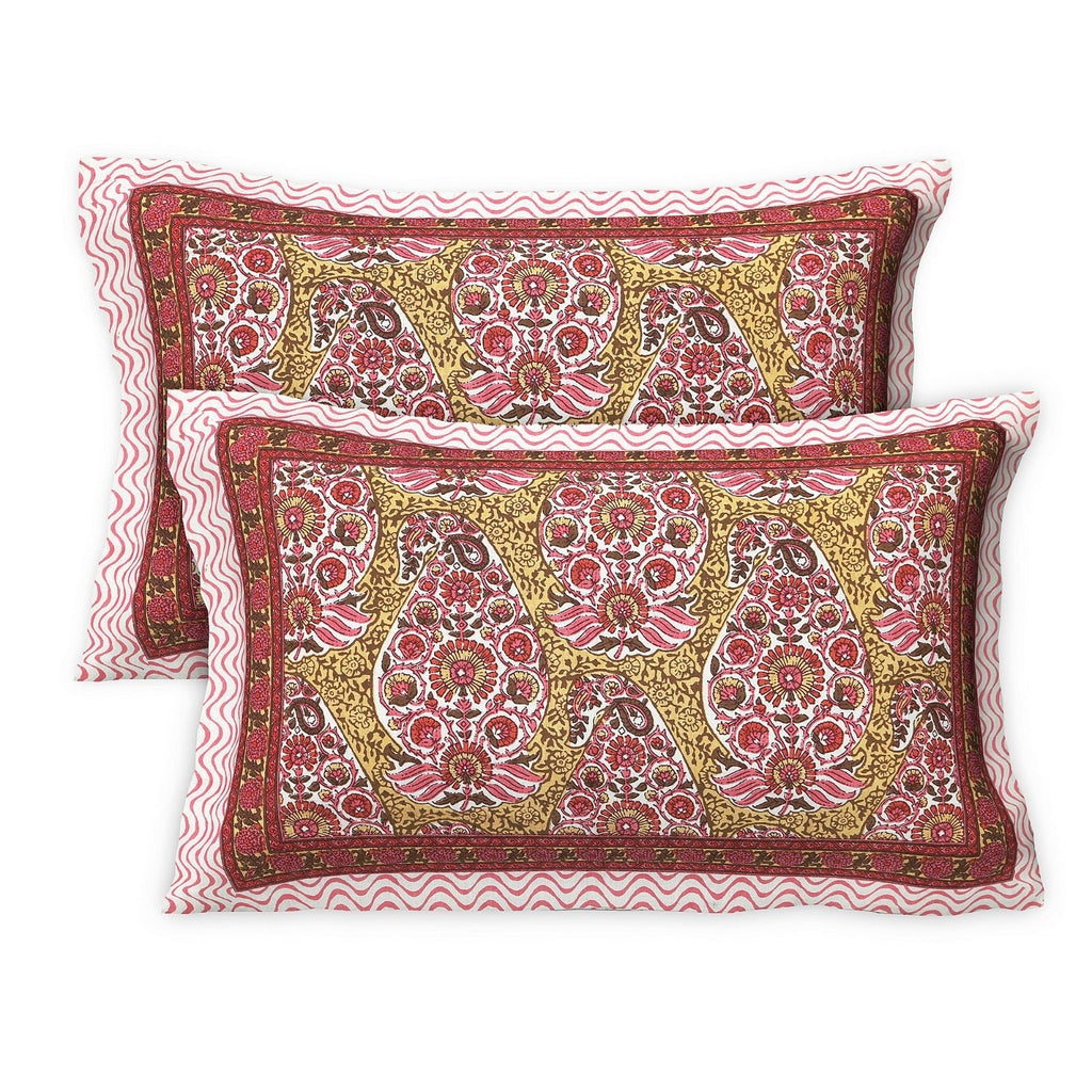 Rudra Bazaar Multicolour 210 TC Cotton Double King Bedsheet With 2 Pillow Covers