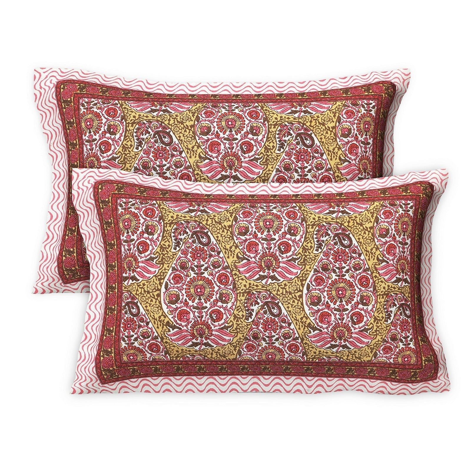 Rudra Bazaar Multicolour 210 TC Cotton Double King Bedsheet With 2 Pillow Covers