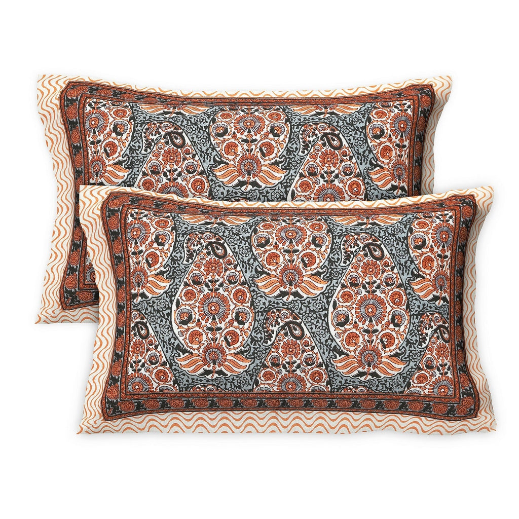 Rudra Bazaar Multicolour 210 TC Cotton Double King Bedsheet With 2 Pillow Covers