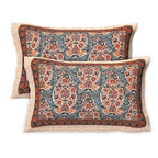 Rudra Bazaar Multicolour 210 TC Cotton Double King Bedsheet With 2 Pillow Covers