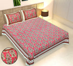 Rudra Bazaar Multicolour 210 TC Cotton Double King Bedsheet With 2 Pillow Covers