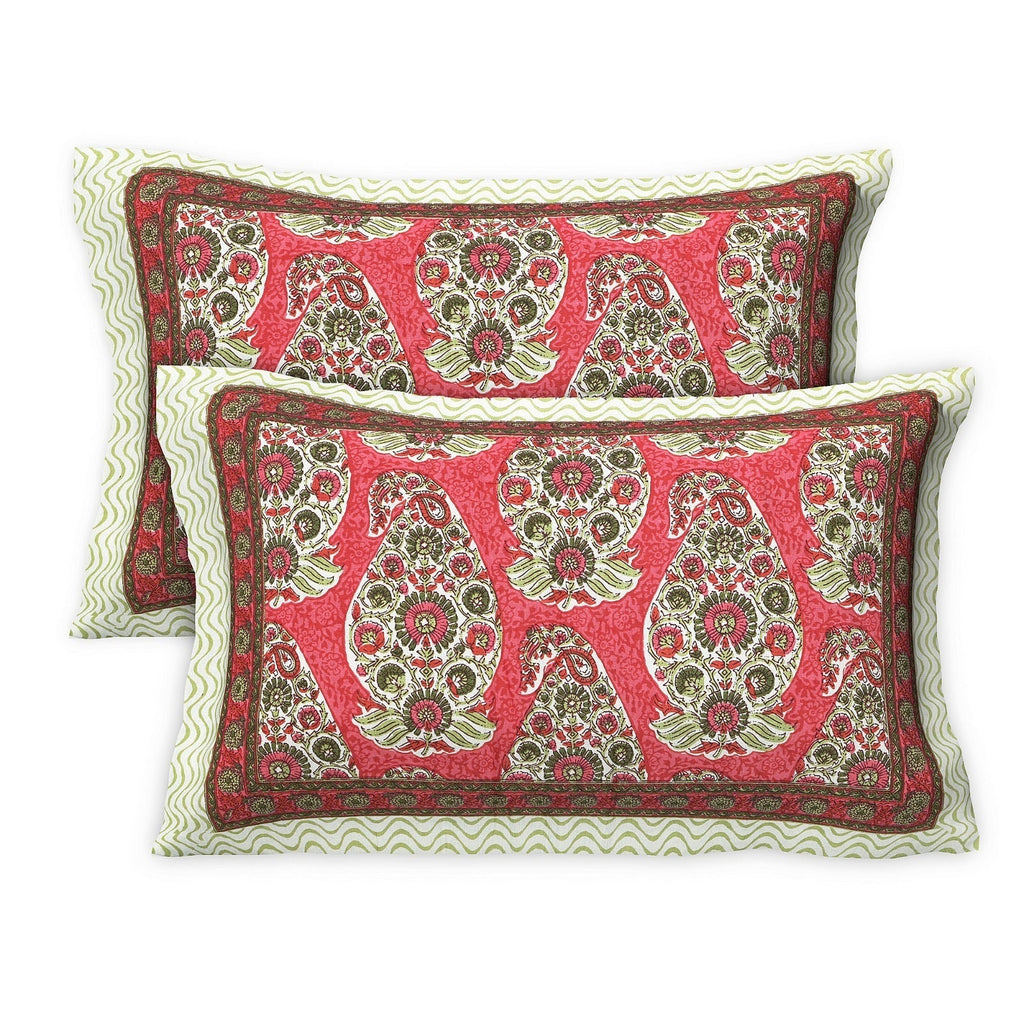 Rudra Bazaar Multicolour 210 TC Cotton Double King Bedsheet With 2 Pillow Covers