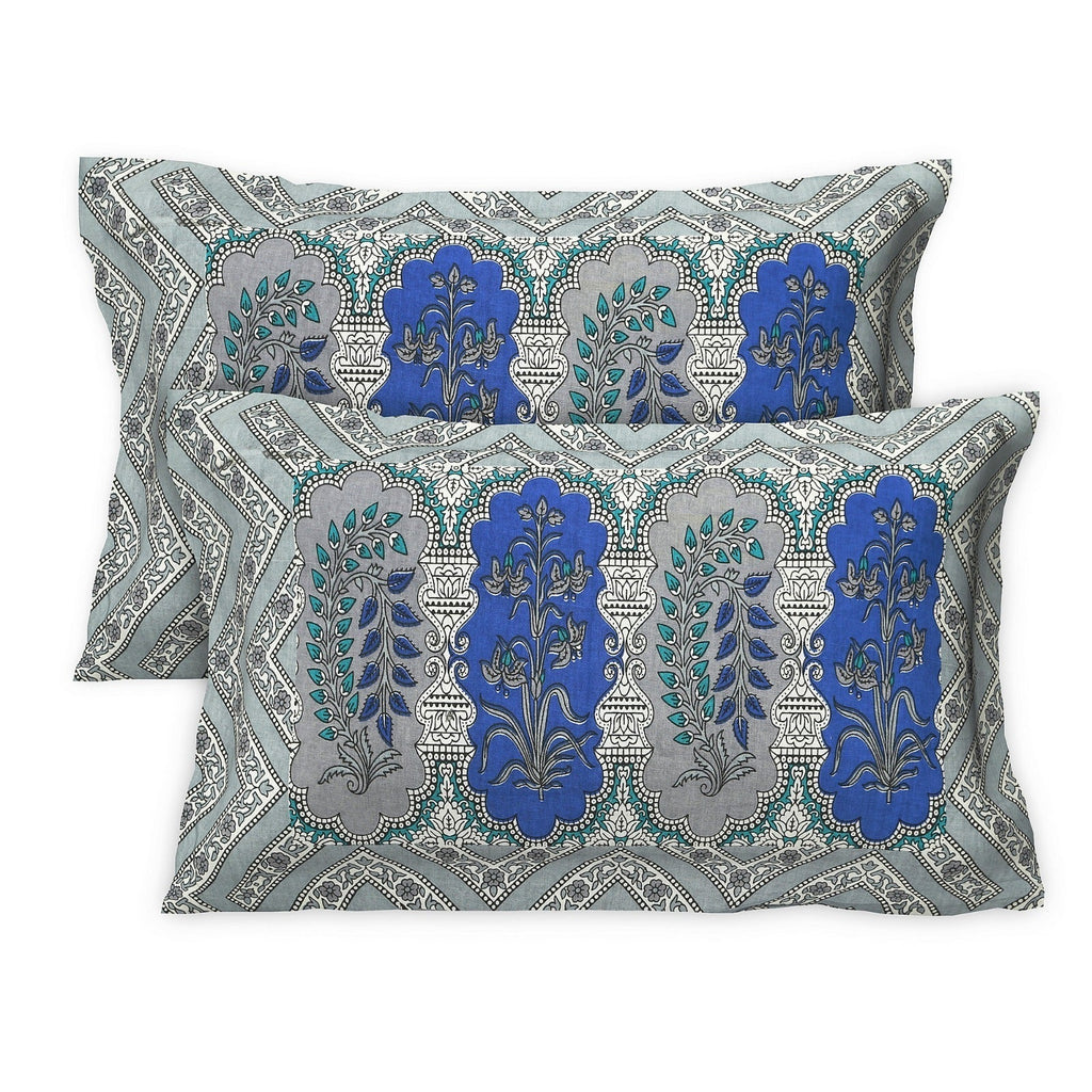 Rudra Bazaar Multicolour 210 TC Cotton Double King Bedsheet With 2 Pillow Covers