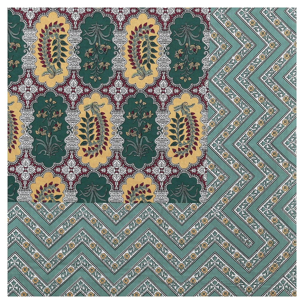 Rudra Bazaar Multicolour 210 TC Cotton Double King Bedsheet With 2 Pillow Covers