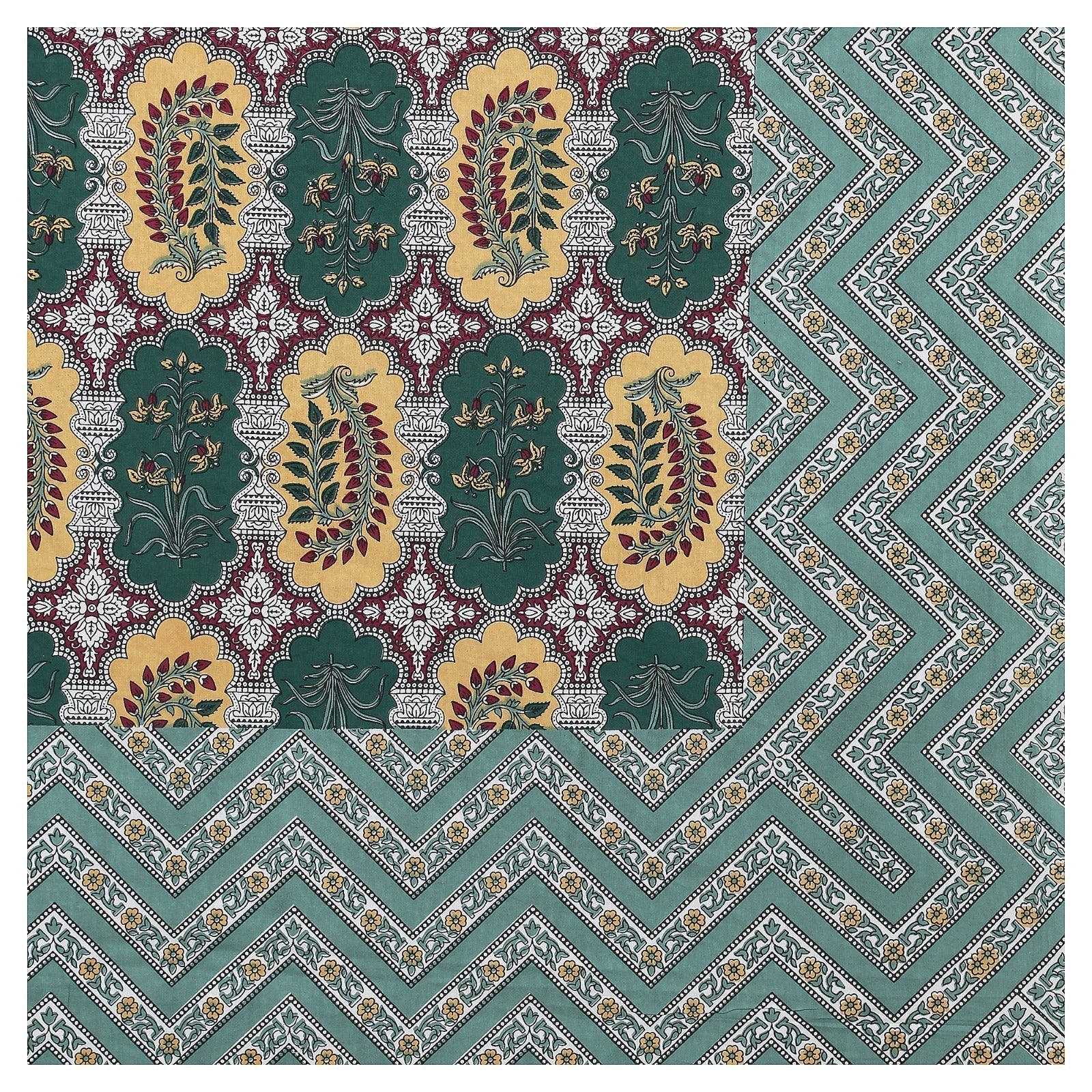 Rudra Bazaar Multicolour 210 TC Cotton Double King Bedsheet With 2 Pillow Covers