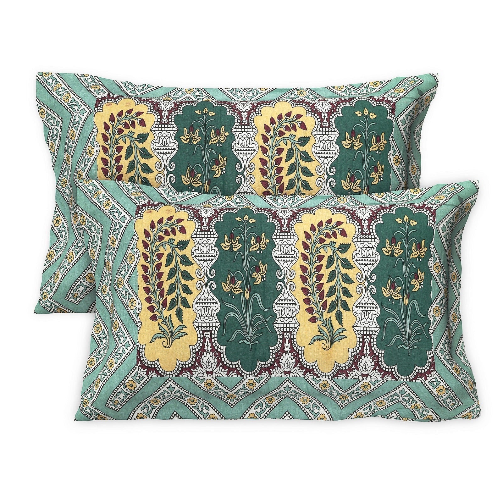 Rudra Bazaar Multicolour 210 TC Cotton Double King Bedsheet With 2 Pillow Covers