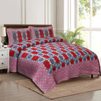 Rudra Bazaar Multicolour 210 TC Cotton Double King Bedsheet With 2 Pillow Covers