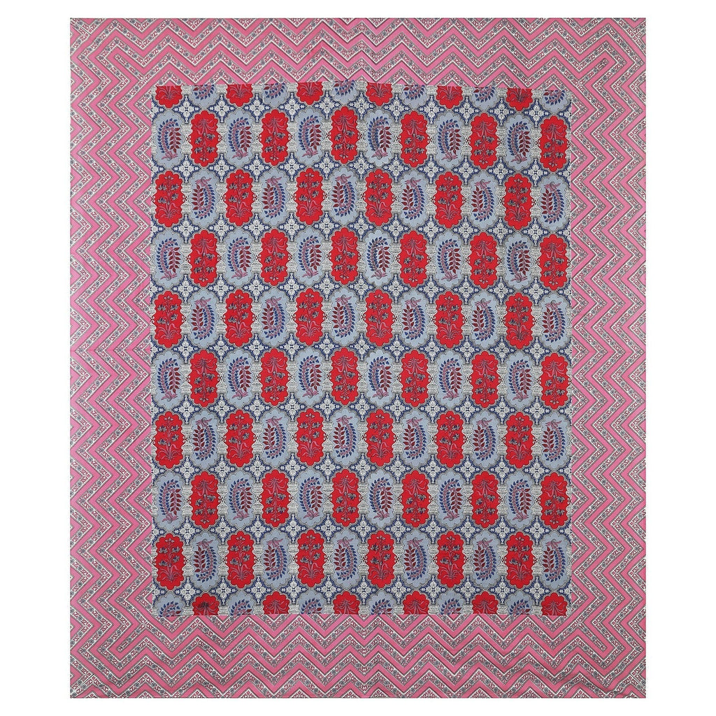 Rudra Bazaar Multicolour 210 TC Cotton Double King Bedsheet With 2 Pillow Covers