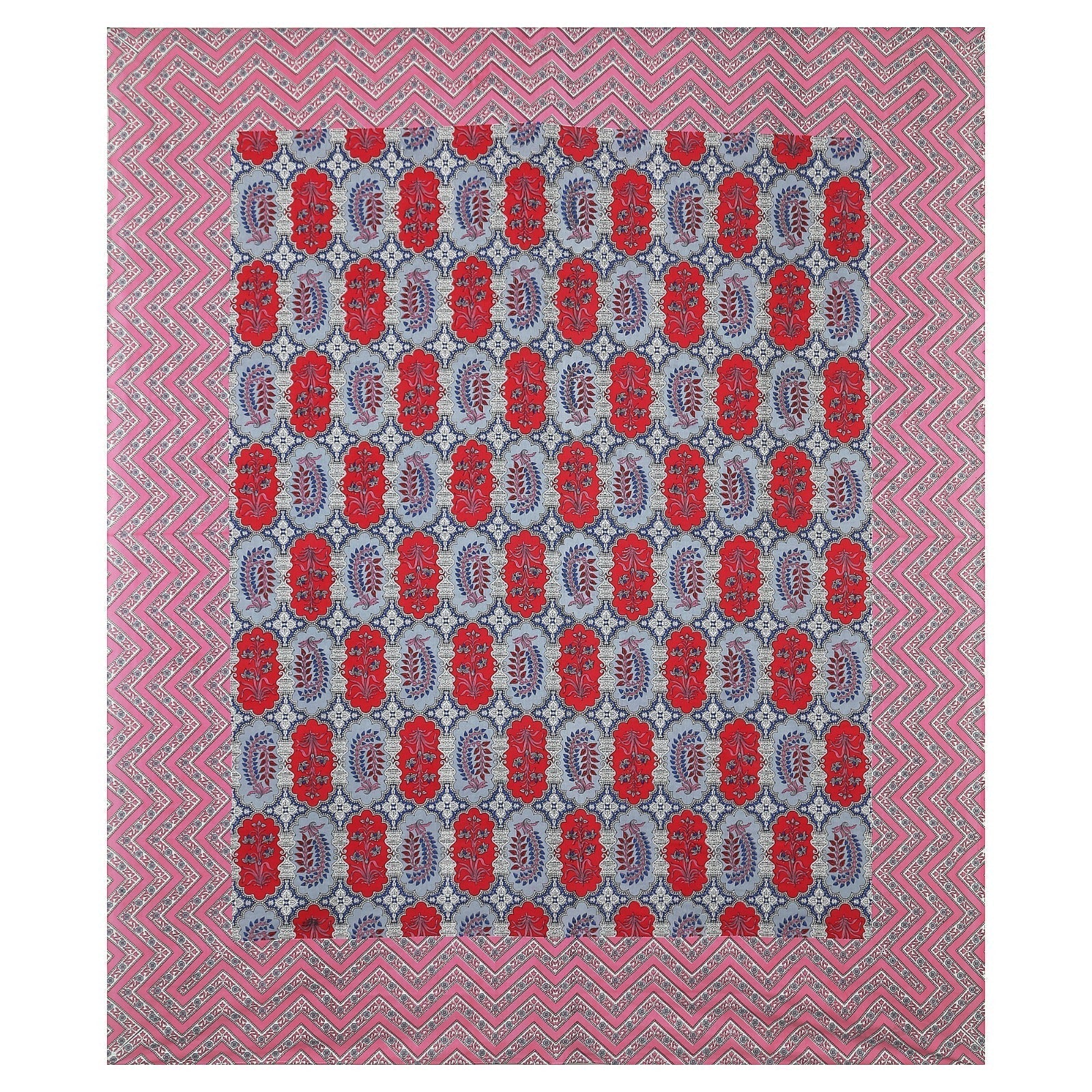 Rudra Bazaar Multicolour 210 TC Cotton Double King Bedsheet With 2 Pillow Covers