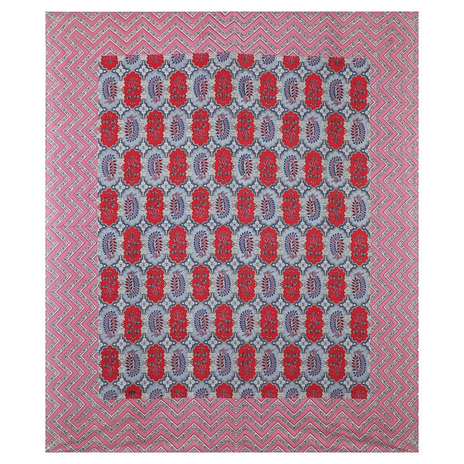 Rudra Bazaar Multicolour 210 TC Cotton Double King Bedsheet With 2 Pillow Covers Main Image