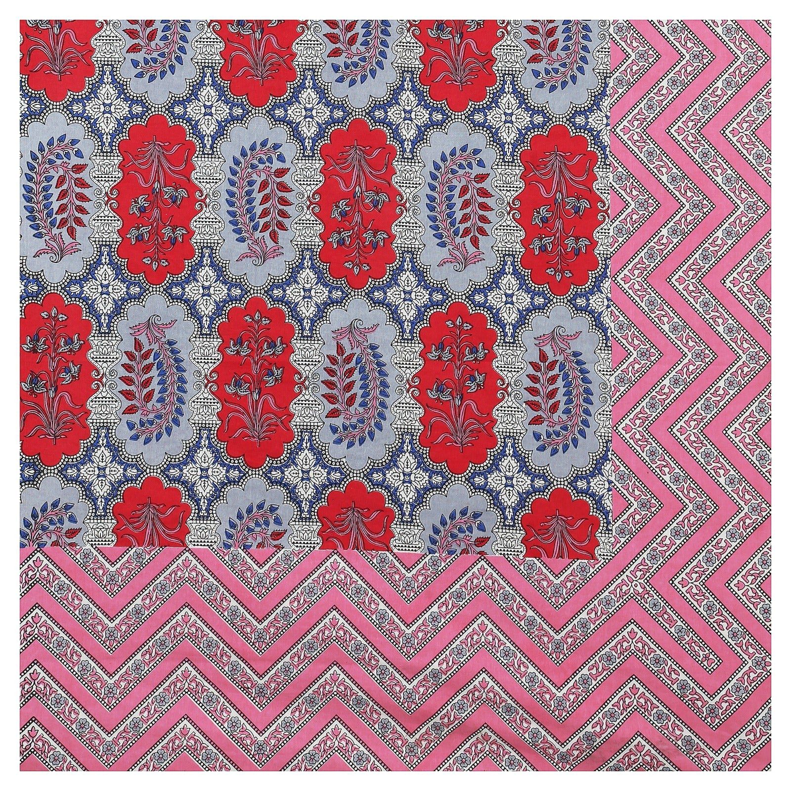 Rudra Bazaar Multicolour 210 TC Cotton Double King Bedsheet With 2 Pillow Covers