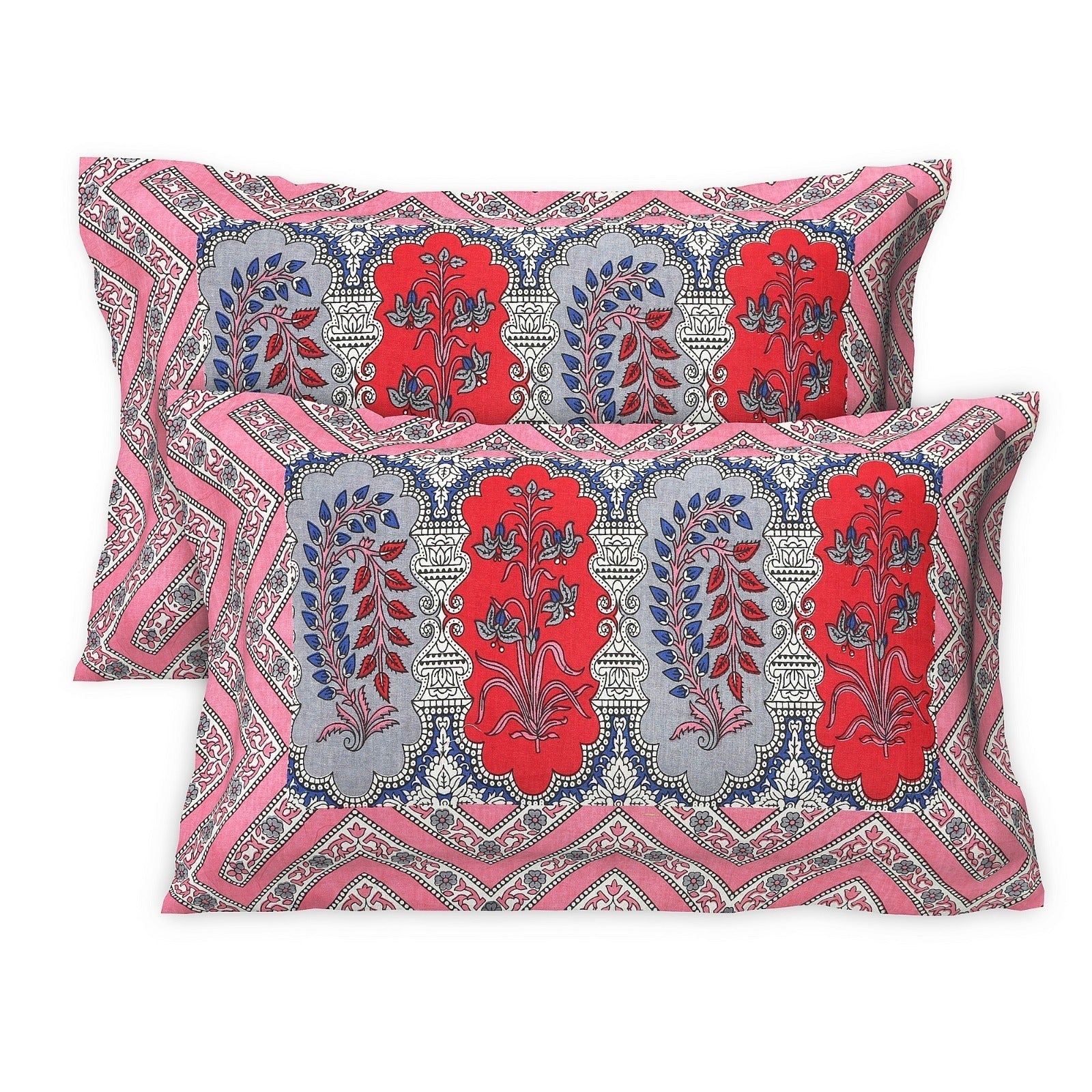 Rudra Bazaar Multicolour 210 TC Cotton Double King Bedsheet With 2 Pillow Covers