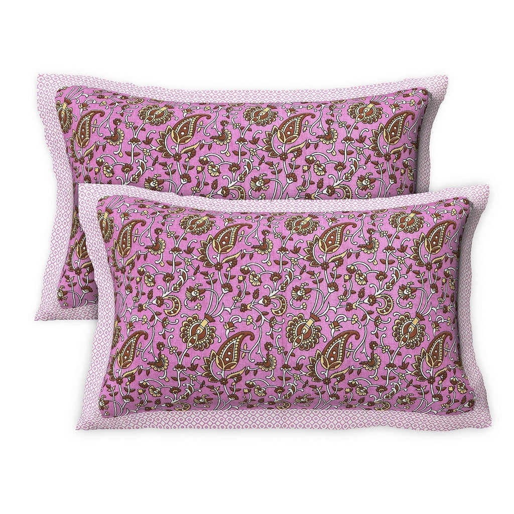 Rudra Bazaar Multicolour 210 TC Cotton Double King Bedsheet With 2 Pillow Covers