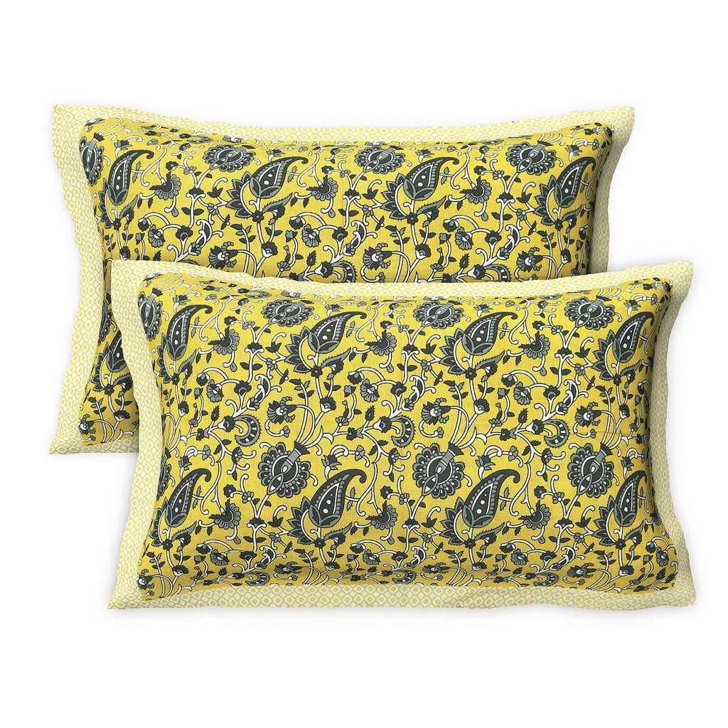 Rudra Bazaar Multicolour 210 TC Cotton Double King Bedsheet With 2 Pillow Covers