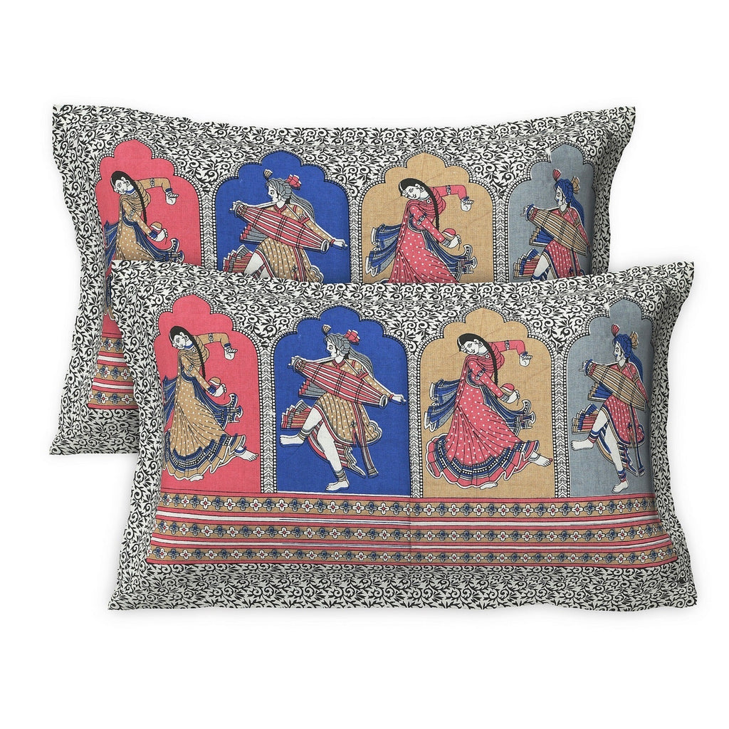 Rudra Bazaar Multicolour 210 TC Cotton Double King Bedsheet With 2 Pillow Covers