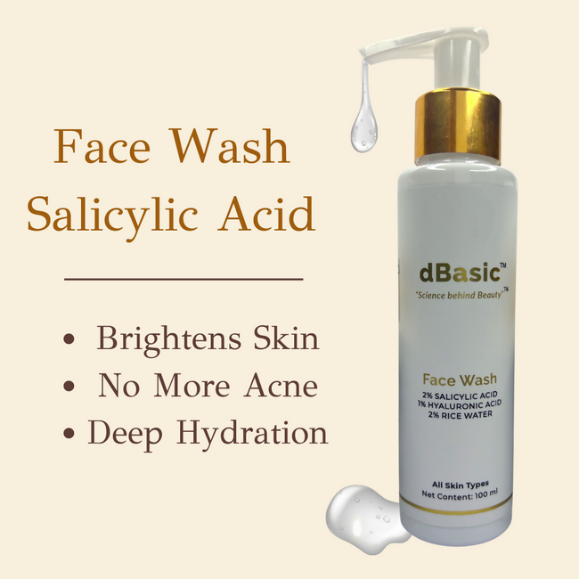 dBasic Salicylic Acid Face Wash with Rice Water For Acne Prone Skin, Cleanses Pores & Excess Oil Main Image