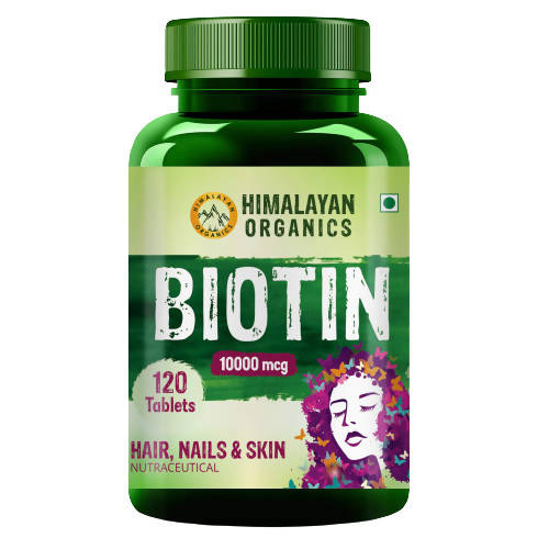 Himalayan Organics Biotin 10,000 mcg For Hair, Nails & Skin Nutraceutical Tablets Hover Image