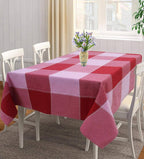 Airwill 100% Cotton Checkered Pattern 4 Seater Square Table Cover - Red & Pink