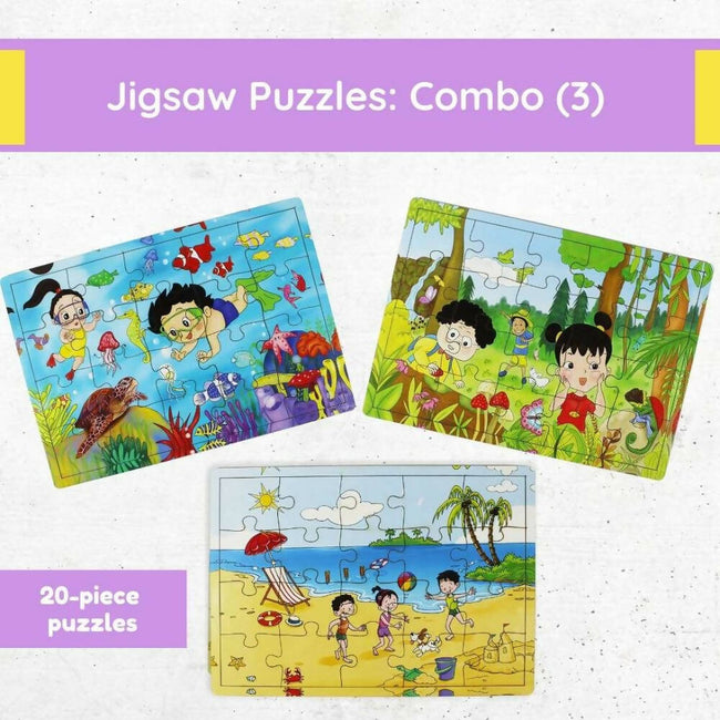 Matoyi Jigsaw Puzzles For Kids: Set of 3 Puzzles Hover Image