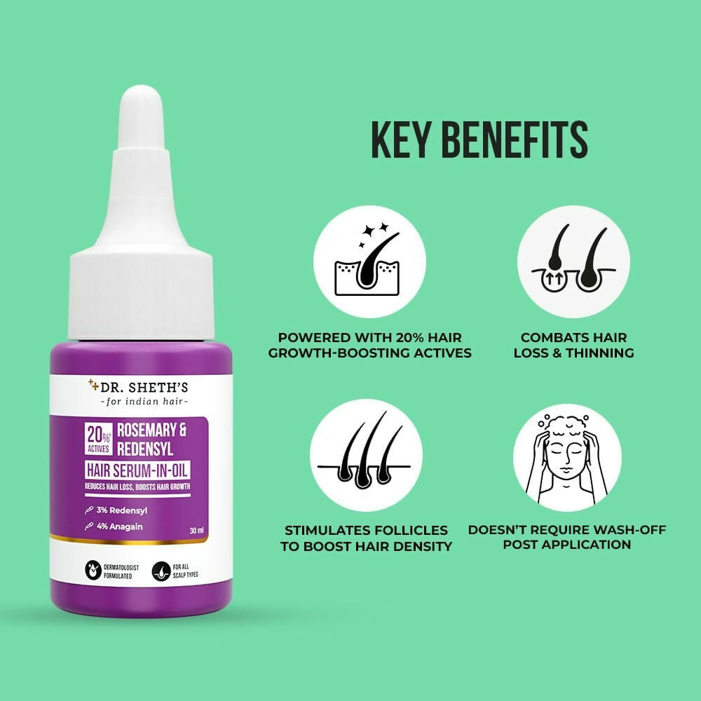 Dr. Sheth’s Rosemary & Redensyl Hair Serum-in-Oil for Hair Growth & Reduce Hair Fall