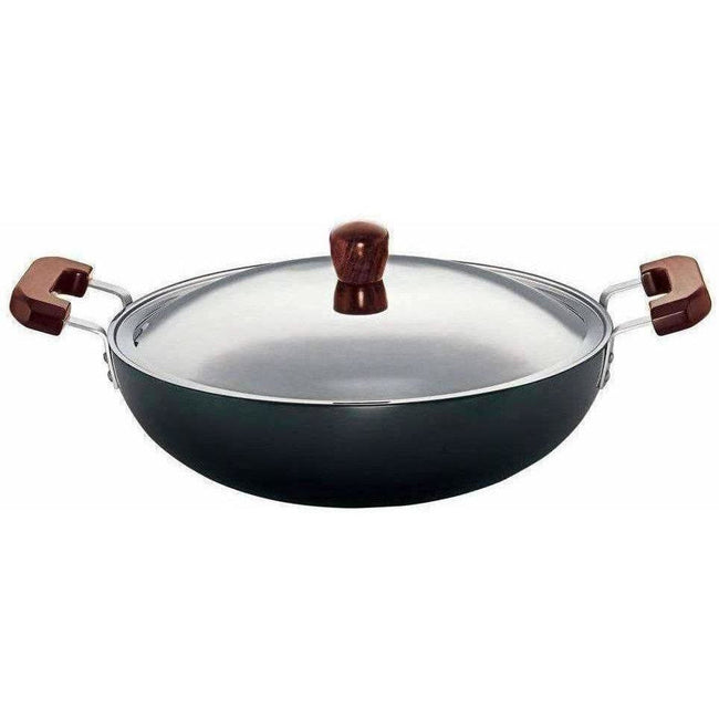 Hawkins Futura Hard Anodised Flat Bottom Deep-Fry Pan with Steel Lid, 7.5 L/36cm Hover Image