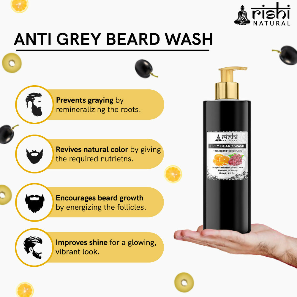 Rishi Natural Anti Grey Beard Wash Restore Natural Beard Color