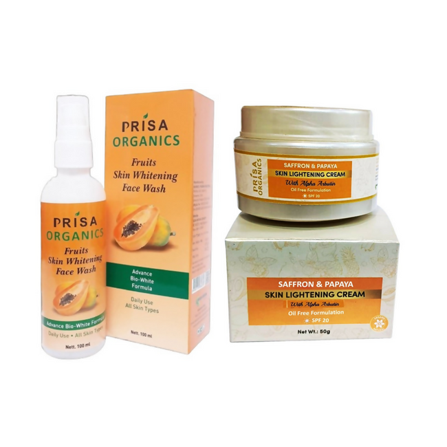 Prisa Organics Saffron &amp; Papaya Lightening Face Wash and Saffron &amp; Papaya Skin Lightening Face Cream Combo Main Image