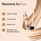 Glam21 Ultra HD Liquid Concealer for HD Finish - Light Ivory