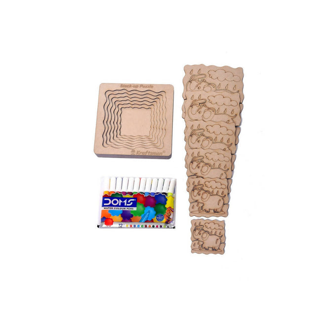 Kraftsman Stack up Puzzles/ Layered Puzzle Elephant Shape for Kids | Color Kit Included | 18 Pieces Puzzle Hover Image