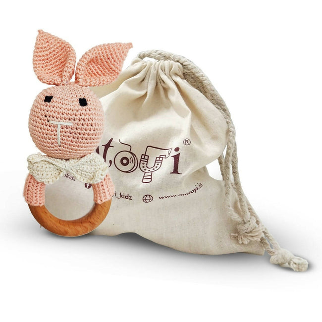 Matoyi Crochet Bunny Toy: Teether For Babies Hover Image
