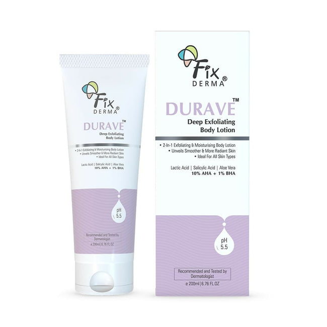 Fixderma Durave 10% AHA + 1% BHA Deep Exfoliating Body Lotion with Lactic & 1% Salicylic Acid Hover Image