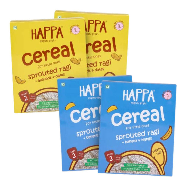 Happa Organic Baby Food Sprouted Ragi Almond Dates & Mango Banana Porridge Combo Hover Image