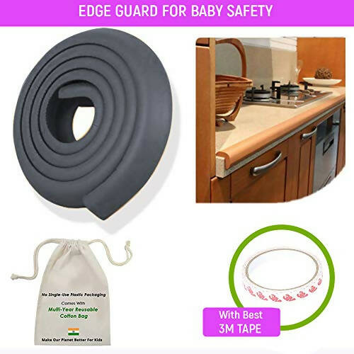 Safe-O-Kid Unique High Density 2 Mtr Long U - Shaped 2 Edge Guard Strips - Black