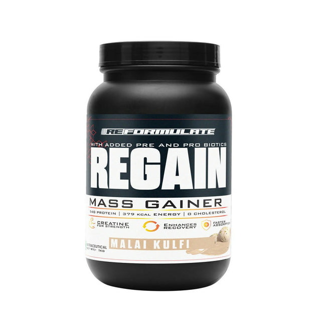 Reformulate Regain I Mass Gainer with Added Pre and Pro Biotics I 364 Energy | 1.5 Creatine - Malai Kulfi Hover Image