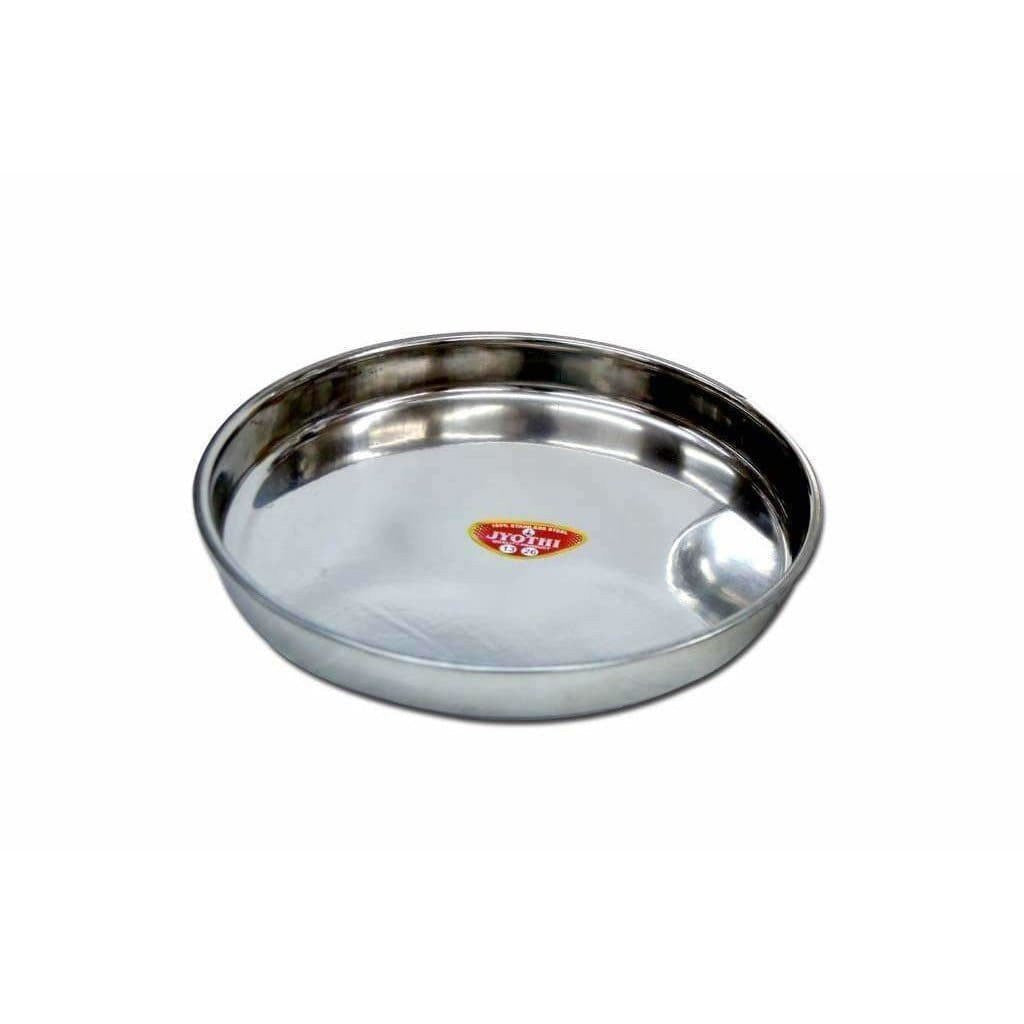 Soham Stainless Steel Round Thali Lunch Plate/Dinner Plate, Tiffin Plate,Food Plate-Plain Design-3 PC