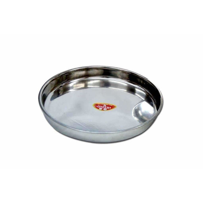 Soham Stainless Steel Round Thali Lunch Plate/Dinner Plate, Tiffin Plate,Food Plate-Plain Design-3 PC Hover Image