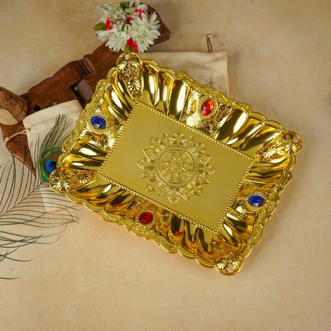 Sri Rudra Gold Tray 12X10 (SR 01956) Hover Image