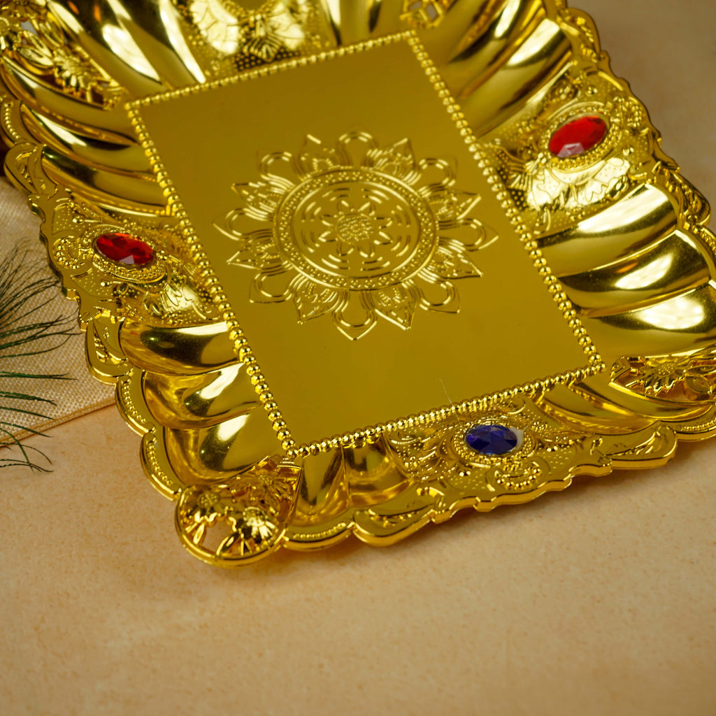 Sri Rudra Gold Tray 12X10 (SR 01956)