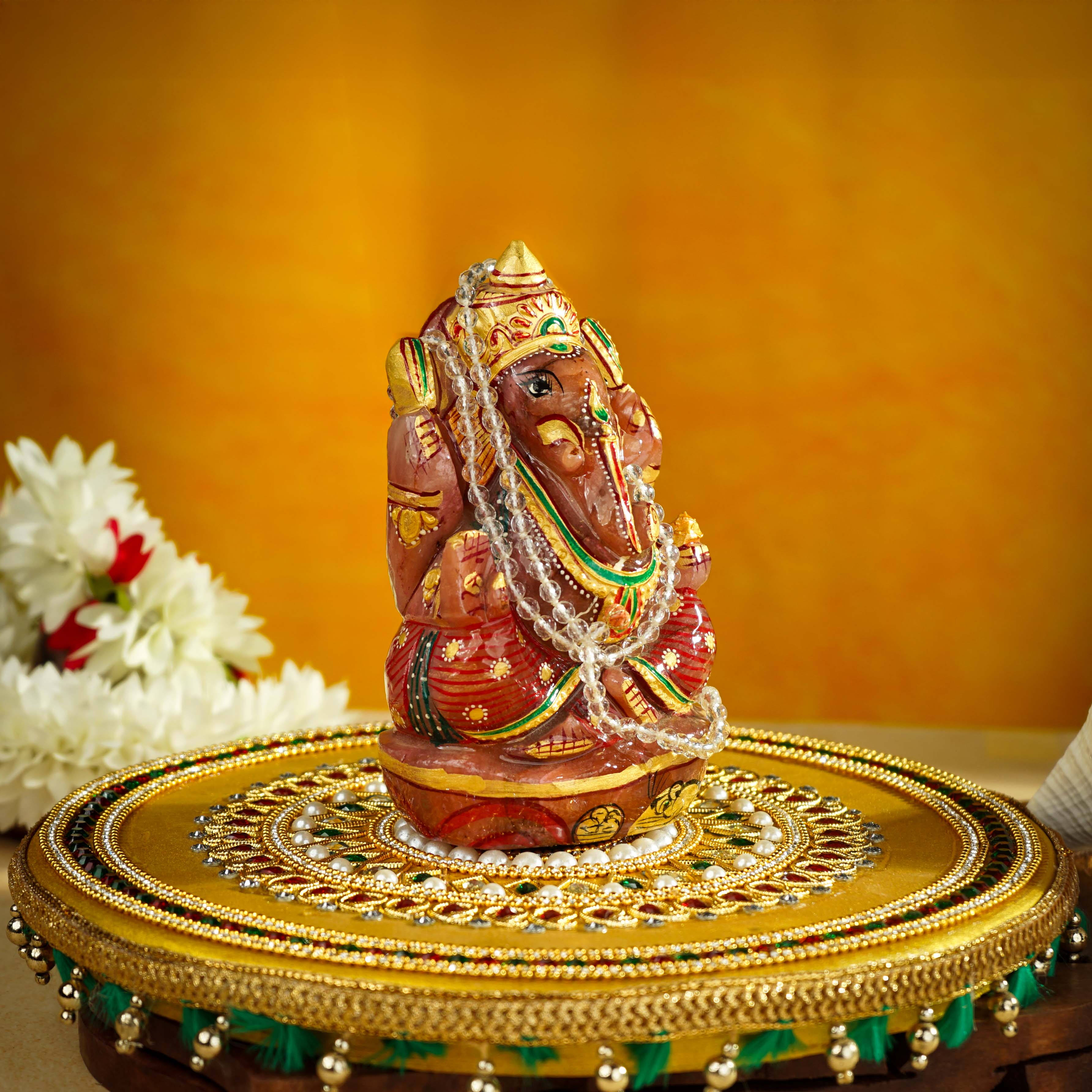 Sri Rudra Natural Rose Ganesh (SR01286)