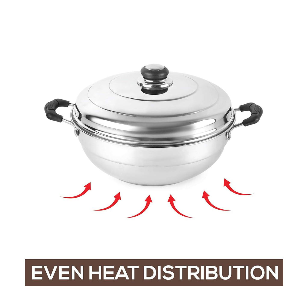 Cello Stainless Steel Induction Base Idli Cooker (Idly Maker) And Multi Kadhai With 6 Plates