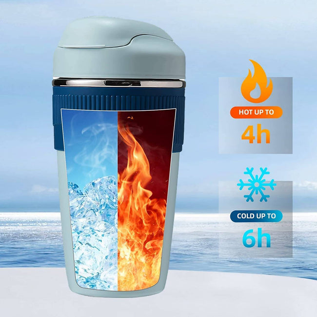 Wosta Travel Coffee Mug with Lid and Straw Tumbler - 480ml (Sky Blue) Main Image
