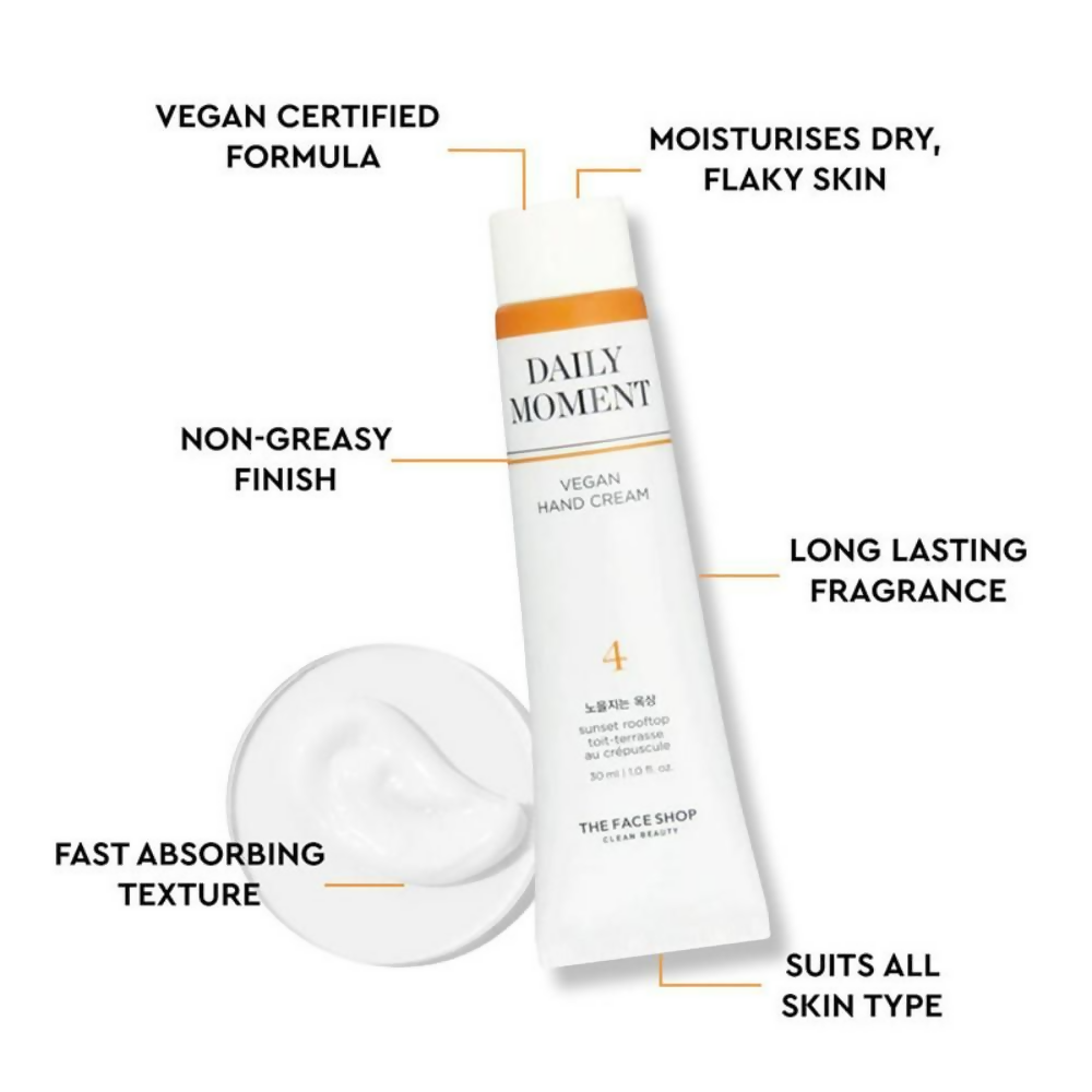 Face Shop Non-Greasy Vegan Hand Cream - Sunset Rooftop With Hyaluronic Acid